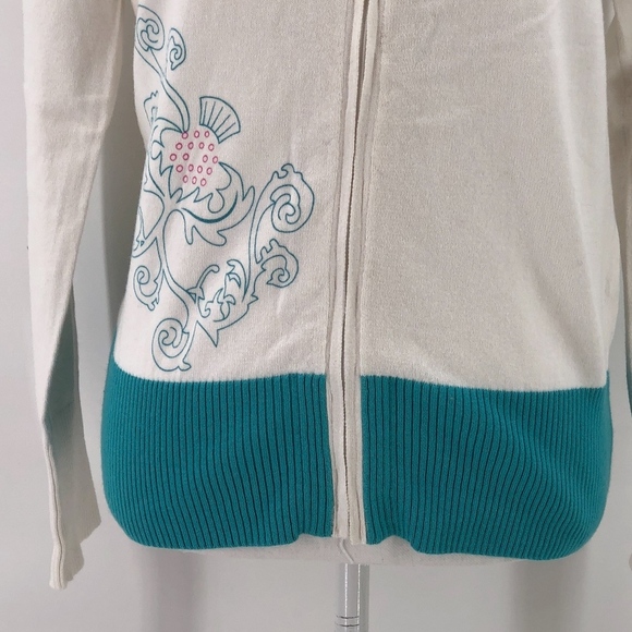 Puma Zip Front Cream and Turquoise Jacket L - Picture 6 of 8